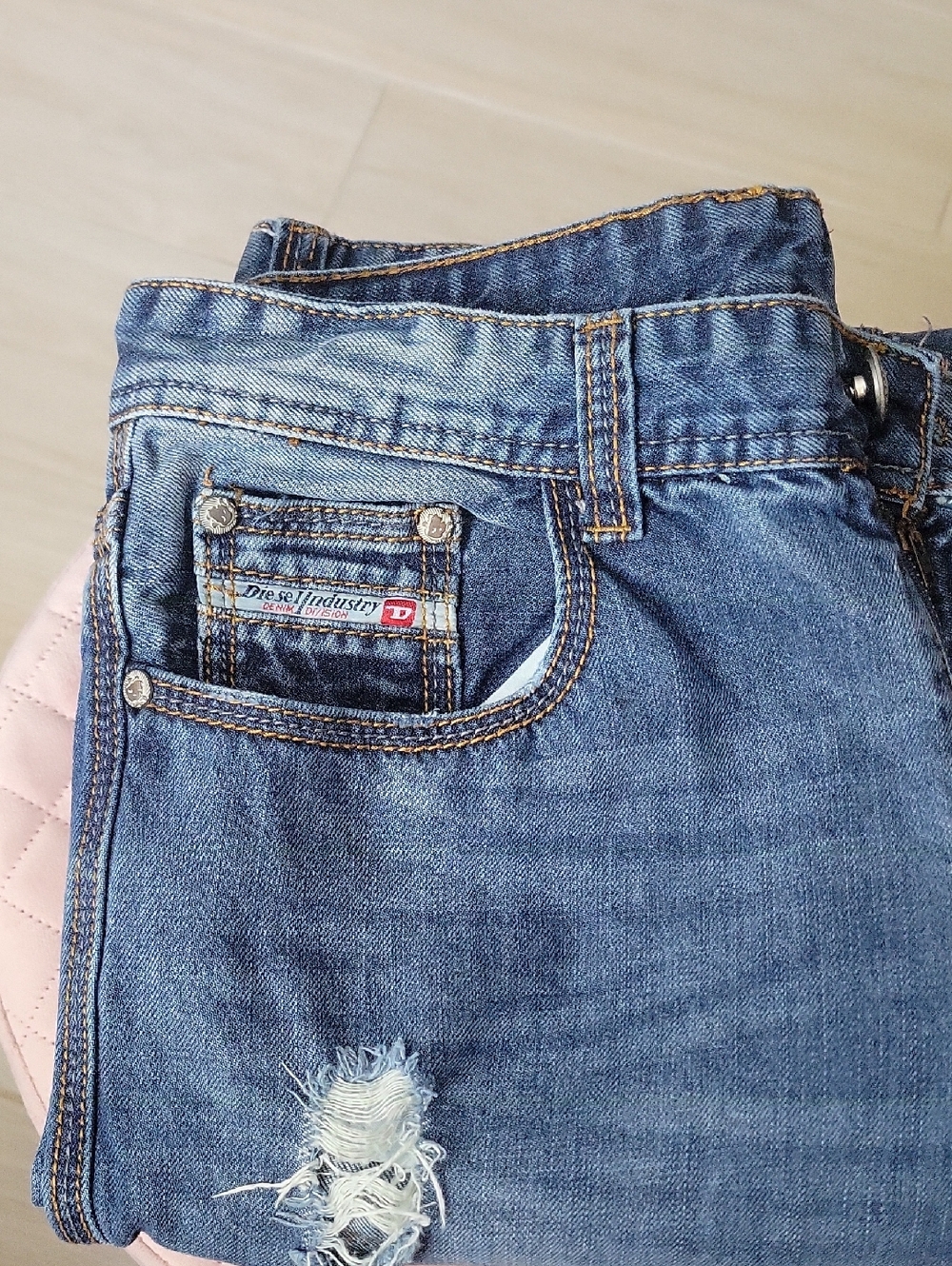 Diesel Mens Or Girls Unisex Boyfriend Style Blue Ripped Skinny Jeans